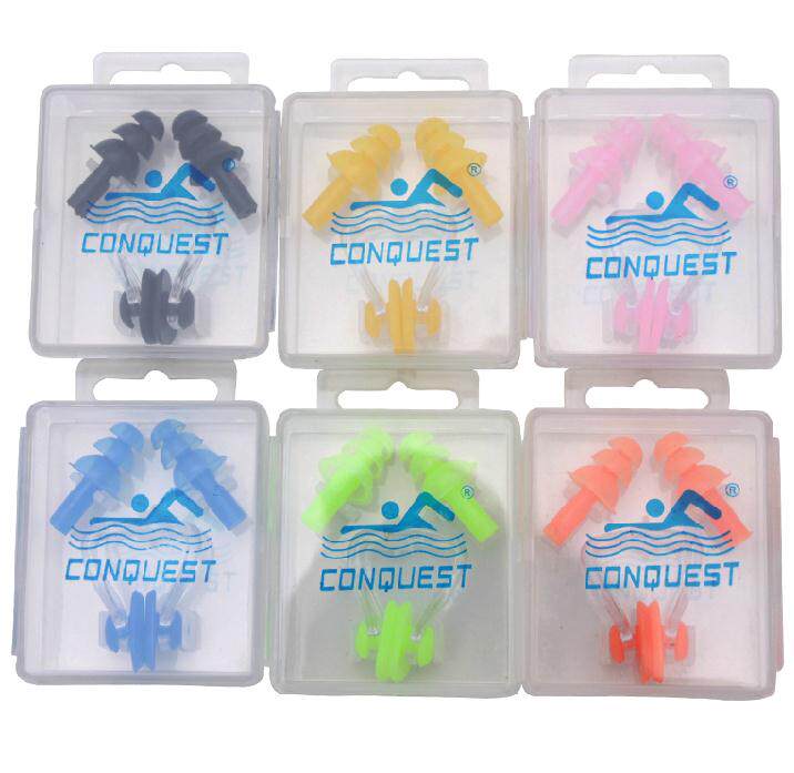 Professional waterproof swimming nose clip earplugs set adult children choking water diving snorkeling silicone nose plug soft non-slip