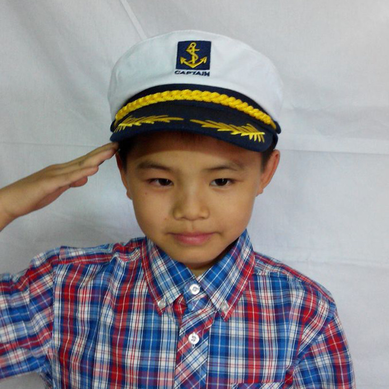 Navy wind hat men and women children sailor stage performance hat captain uniform embroidered large cap nut white summer