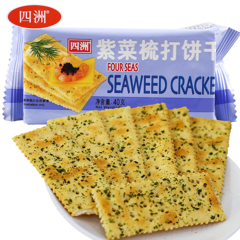 【天猫超市】四洲紫菜梳打饼40g 休闲零食 苏打饼干 香港四洲