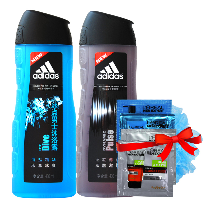 【2支组合装】阿迪达斯冰点激情400ml*2 冰爽男沐浴露套装