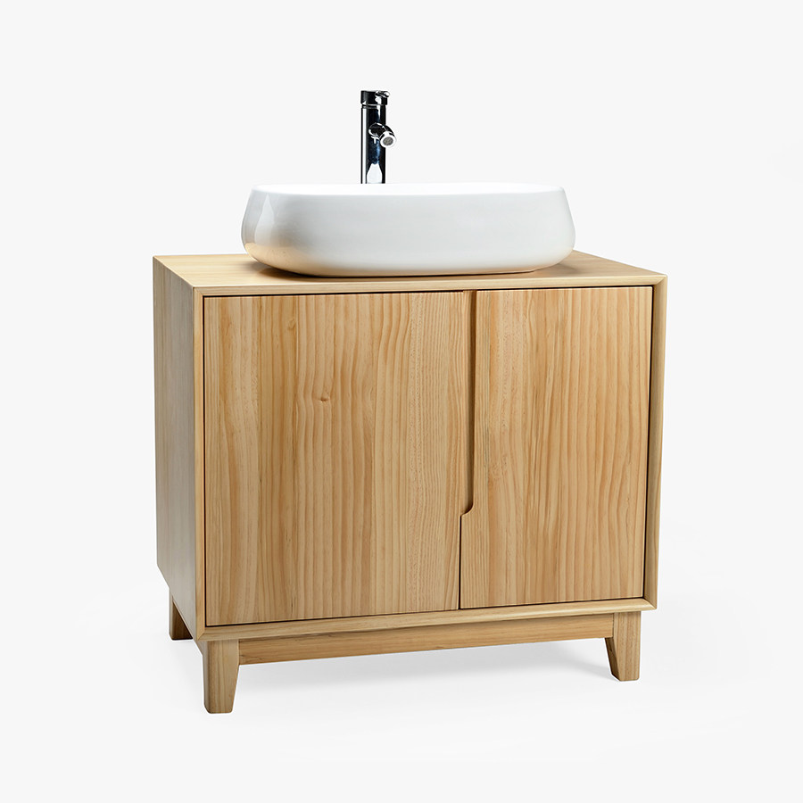 Japanese Japanese wood Modern Nordic simple style Solid wood pine bathroom cabinet Wash table open door floor cabinet