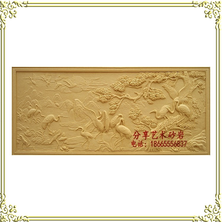 Share Sandstone Sign Sculpture Artificial Sandstone Reliefs Hotel Beauty Parlor Room Outdoor Furnishing Fairy Crane Plot
