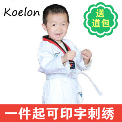 (Send road bag)100% cotton Taekwondo suit Children adult spring and summer long-sleeved short-sleeved