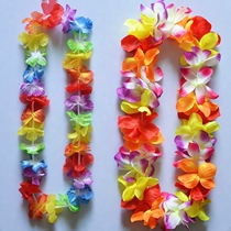 Hawaiian hula fabric silk flower seven-color garland performance neck ring circumference 96CM bar dance celebration