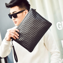 Woven handbag new Korean mens clutch bag European and American large capacity clutch bag retro casual envelope bag mens bag