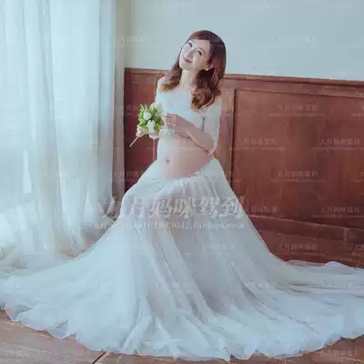 253 pregnant woman photo photo photography Korean version of Xian'er lace gauze dress photo studio pregnant photo big belly photo clothing rental