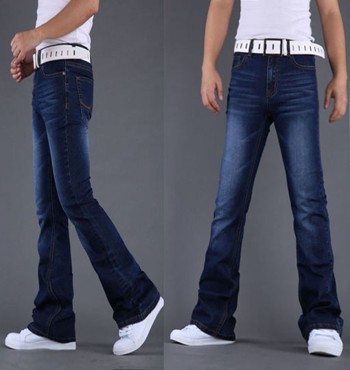 Men's Denim Micro-Flared Pants, High-End Mid-Waist Elastic Slim Fit Small Flared Pants, New Dark Blue Style for Spring, Summer, Autumn and Winter