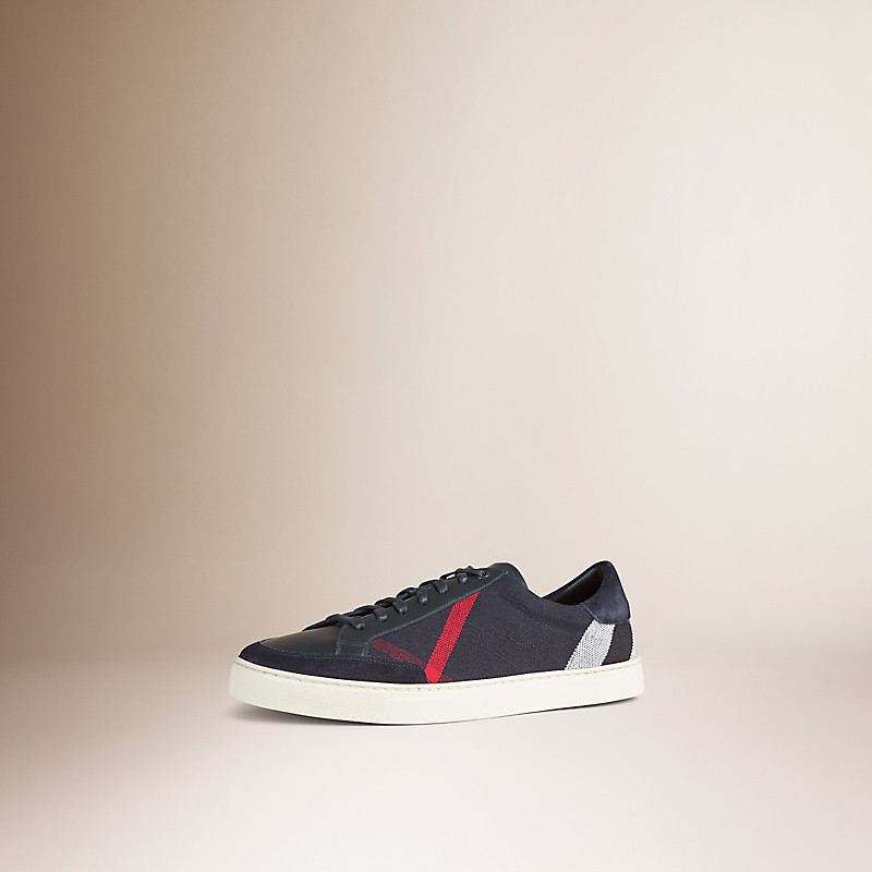 BURBERRY/博柏利Canvas 格纹拼皮革运动鞋 40033621