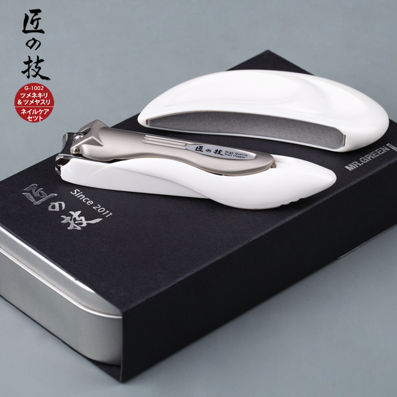 匠の技进口不锈钢指甲刀+弧形指甲锉修甲工具套装指甲剪指甲钳