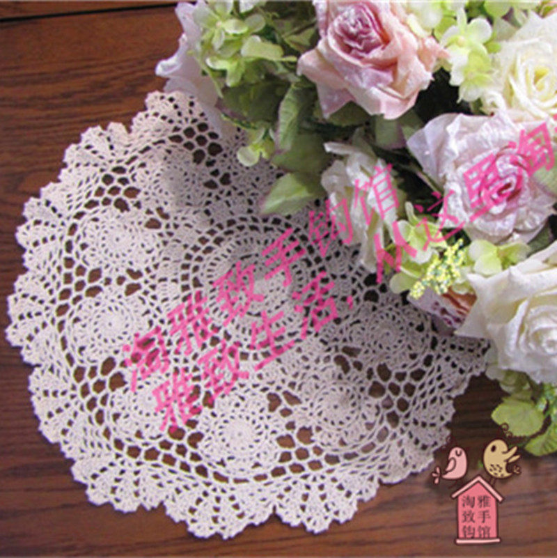Naughty-pure hand crochet hook Crochet Cotton Thread Woven Lace Tablecloth Table Cloth Cup Mat Cover Towels Multicolored Bookable