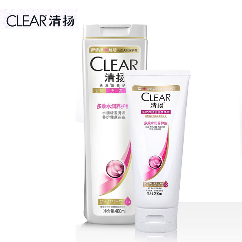 清扬clear 多效水润养护400ml洗发水+润发护发素200ml套装洗护