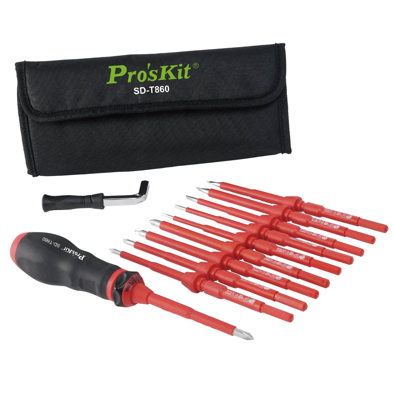 Proskit Taiwan Baoworkers SD-T86012 pieces VDE change head torsion screwdriver set high torque electrician driver
