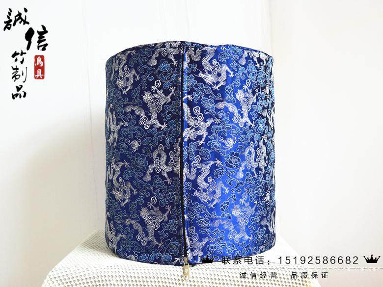 High-end painting brow caged cage clothing (boutique silk satin material donuts bronze money bamboo bird cage embroidery double layer)