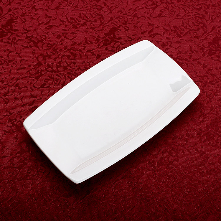 Japanese towel disk 2718 rectangular fish disc Pure white bone ceramic tableware at the hotel