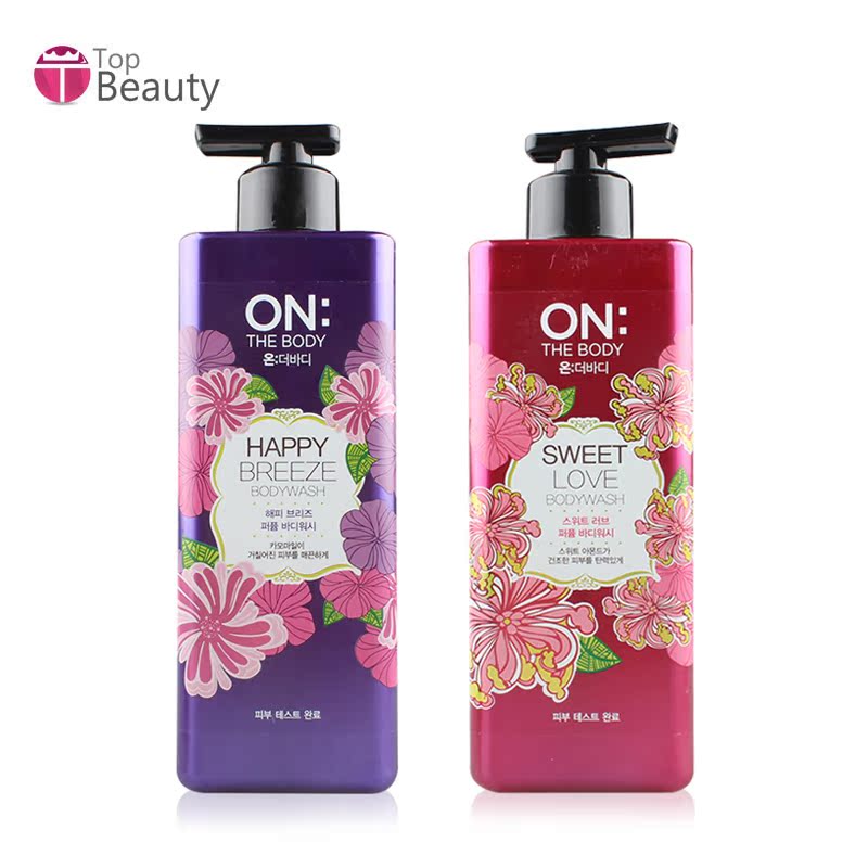 韩国 LG ON THE BODY 滋润保湿香味持久香水沐浴露  红紫组合