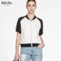 Bellvilles Bellavilla mùa xuân và mùa hè Phụ nữ tương phản màu khâu áo khoác bóng chày phần mỏng BSMF80001 - Cộng với kích thước quần áo quần thun dài nữ