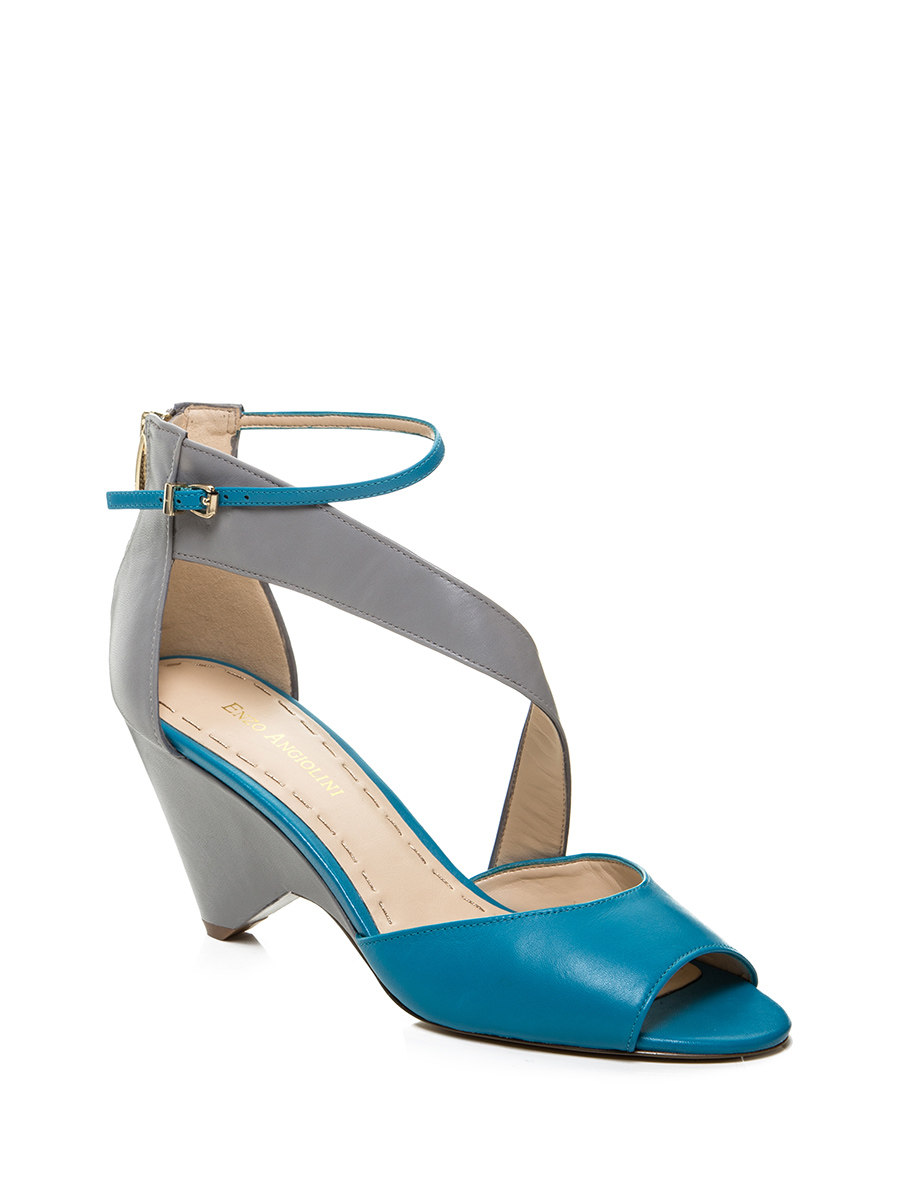 ENZO ANGIOLINI 蓝灰拼色搭带鱼嘴锥形跟鞋