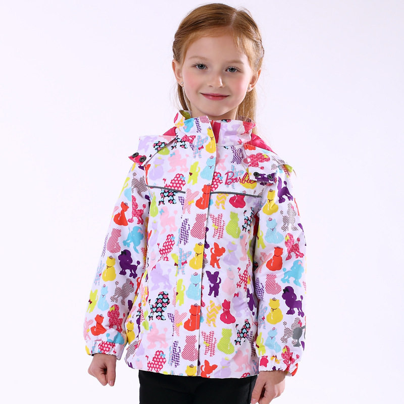 Girls coat spring and autumn new baby foreign style fashion Barbie cartoon sunscreen cool safety windbreaker jacket