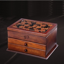 Jewelry box Wooden princess European Korean hand jewelry storage box Earrings earrings Jewelry storage box Simple retro