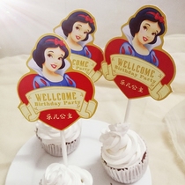 Birthday party Snow White theme cake small cup plug dessert table decoration custom name age