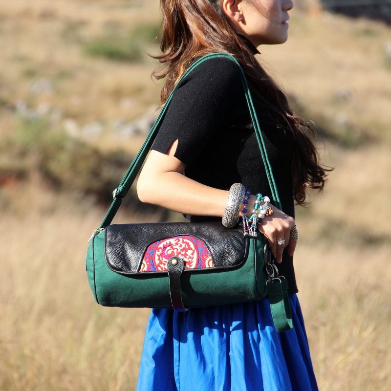 Cloud decoration totem original design women's bag Ethnic style old embroidered cloth embroidery personality female satchel multi-purpose female handbag