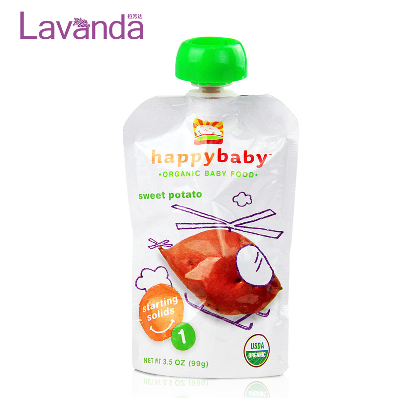 美国HappyBaby禧贝婴幼儿童有机辅食零食含维生素甜薯果泥1段袋装
