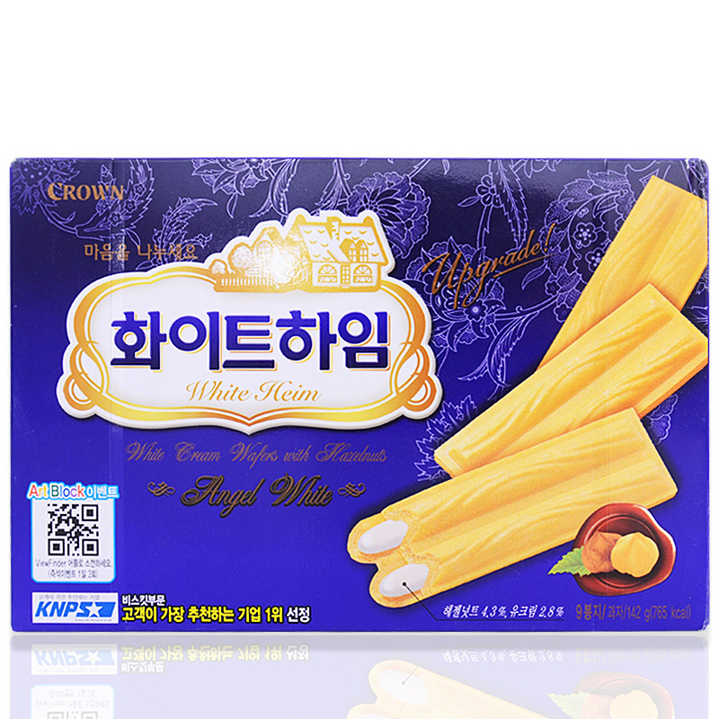 【天猫超市】韩国进口零食可瑞安威化夹心饼干奶油榛子瓦142g