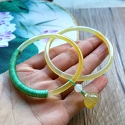 Vòng tay mã não tự nhiên siêu mỏng dải vàng mã não vòng đeo tay thời trang retro quanh co hoa sen vòng tay nữ chalcedony vòng đeo tay