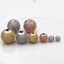 DIY jewelry accessories 24k bag gold micro-inlaid diamond round bead spacer drill manual beading without fading 925 silver powder