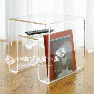 Acrylic European transparent crystal modern personality geometric coffee table storage stool Coffee coffee table corner few sides