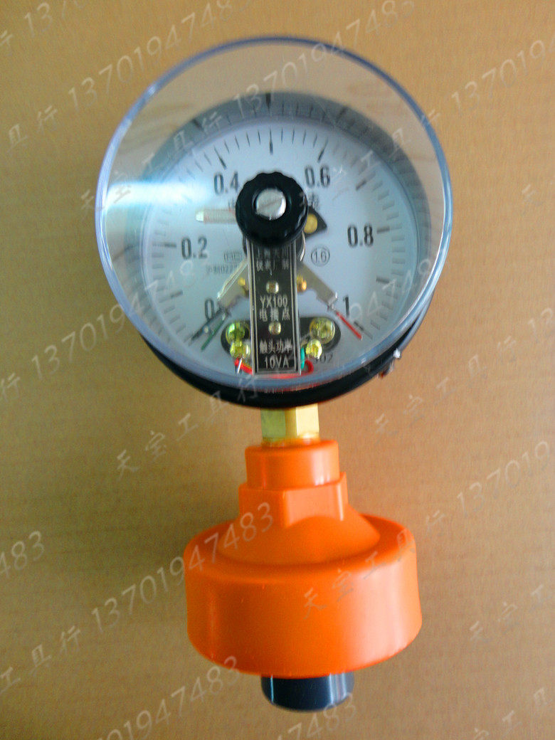 Magnetic-assisted electric contact pressure gauge 100mm inductive acid-base diaphragm pressure gauge YC100