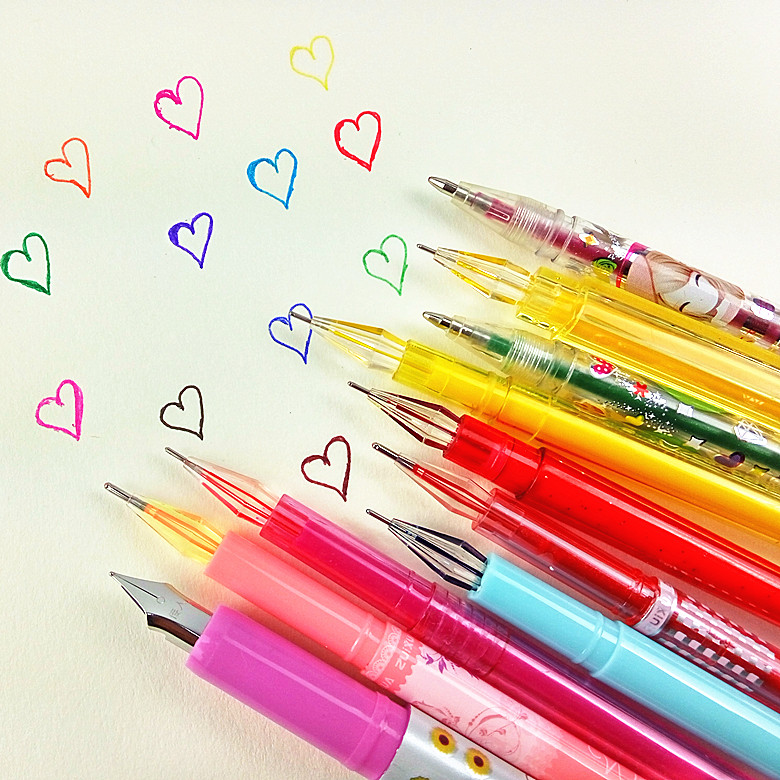 Flower girl Colour medium pen fountain pen South Korean creative stationery jelly pen colourful watercolor pen