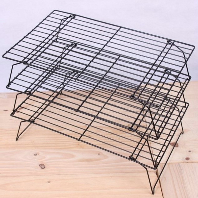 3 layer folding cooling rack cold cooling rack net drying cake rack cake baking DIY tool black non-stick coating