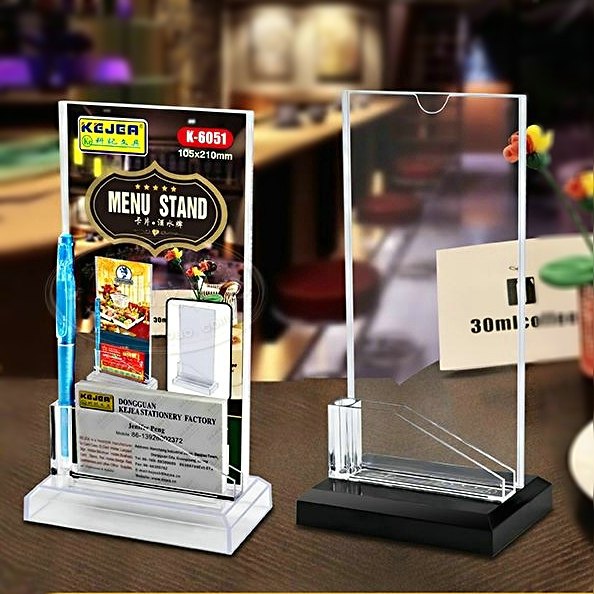 Advanced double-sided display card Wine card Menu card with business card slot table card Stand card Acrylic table card table card
