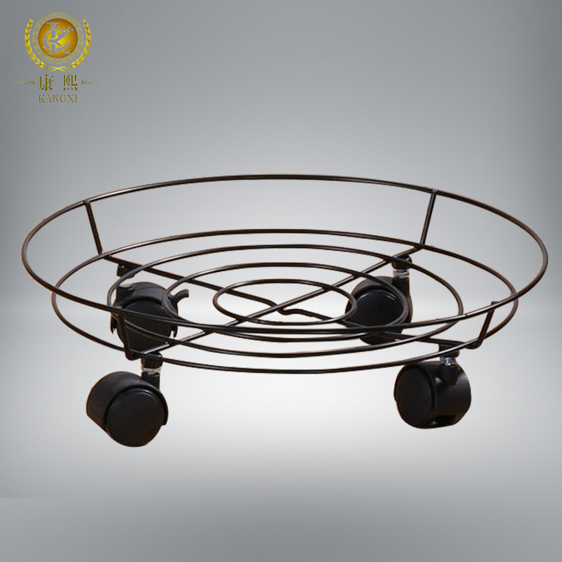 Kangxi iron tray Mobile flower rack tray wheel with brake Flower pot tray Smoked barrel tray Pour water easy to draw water