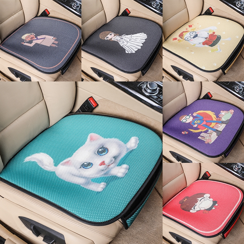 Car seat cushion summer single-piece cool cushion three-piece set of ice silk cartoon net red four seasons universal goddess rear seat cushion