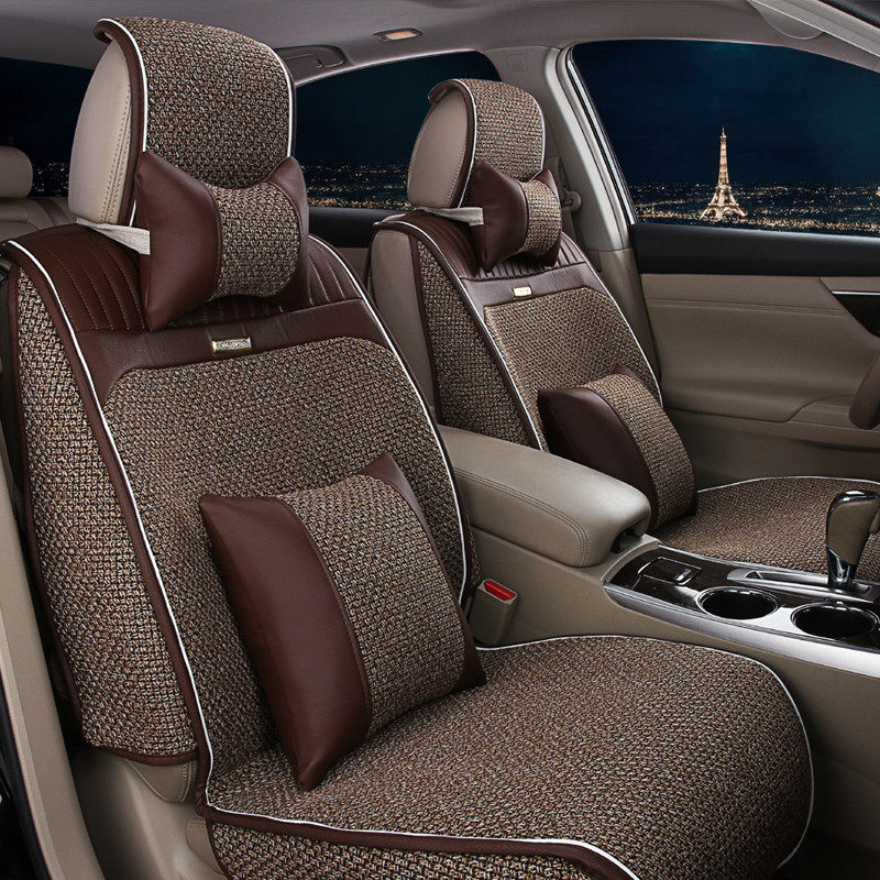 汽车坐垫亚麻四季通用于广本缤智 雅阁 锋范 凌派 传祺GS4座垫套