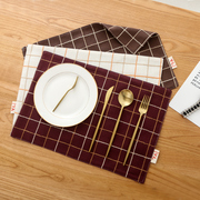 Thêu vườn vuông kẻ sọc vải placemat đơn giản Nhật Bản bảng mat cách nhiệt bát mat hình chữ nhật tây bảng mat