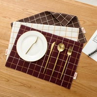 Thêu vườn vuông kẻ sọc vải placemat đơn giản Nhật Bản bảng mat cách nhiệt bát mat hình chữ nhật tây bảng mat mẫu khăn trải bàn hội trường