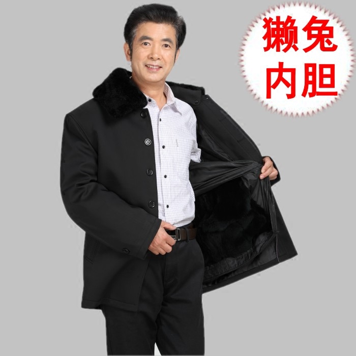 Rex Rabbit liner Niu overcomes the living face leather padded jacket with full rabbit skin without peculiar smell and warm and light