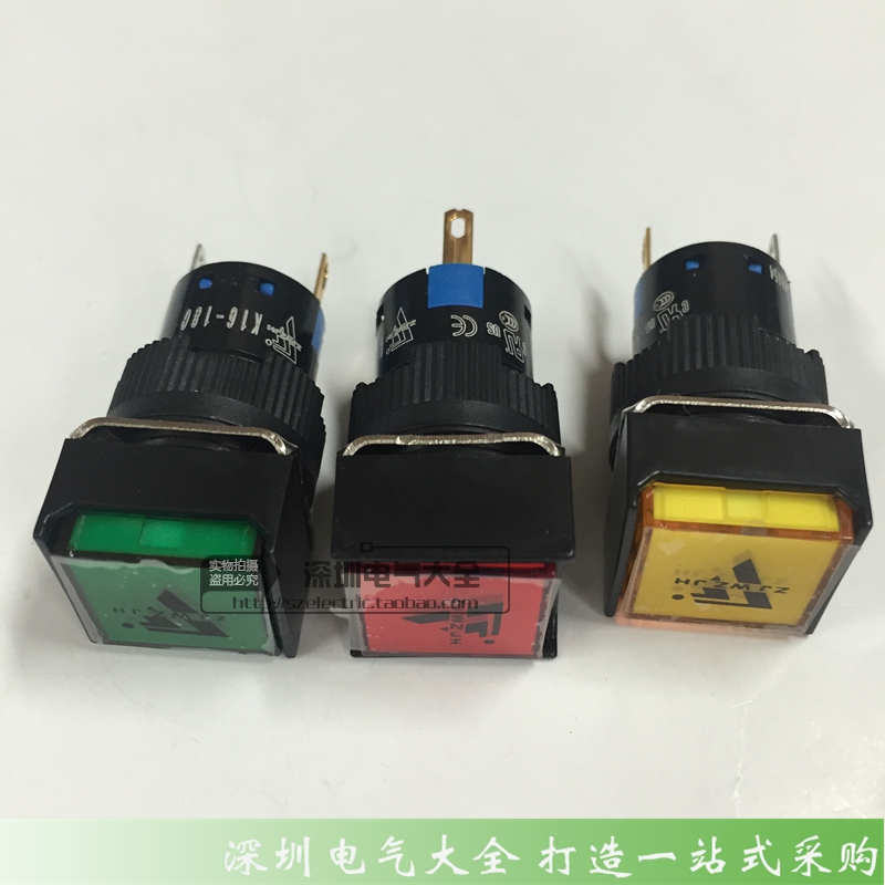 ZJWZJH gold macro square LED signal lamp JHK16-180 indicator light 16mm red green yellow AC220DC24V