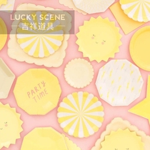 (Auspicious props) yellow striped suit birthday party wedding dessert decoration children Party decoration