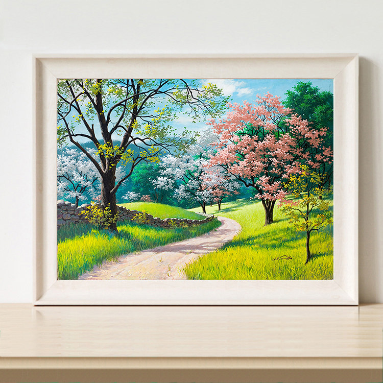 New 5d diamond painting full diamond embroidered bedroom dining room with small sticking drill cross embroidered living room scenic brick and stone painting