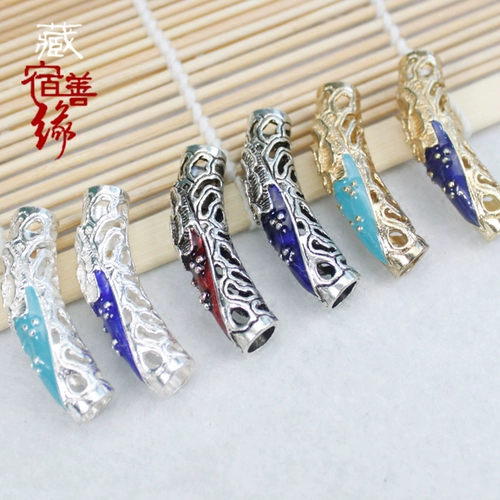 Металлический трубчатый манжет, изогнутая трубка, синий красный аксессуар, Кинг-Конг, золото и серебро, «сделай сам»