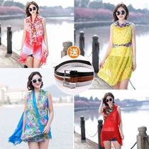 Summer new versatile shawl female Joker chiffon beach gauze driving sunscreen artifact long silk scarf