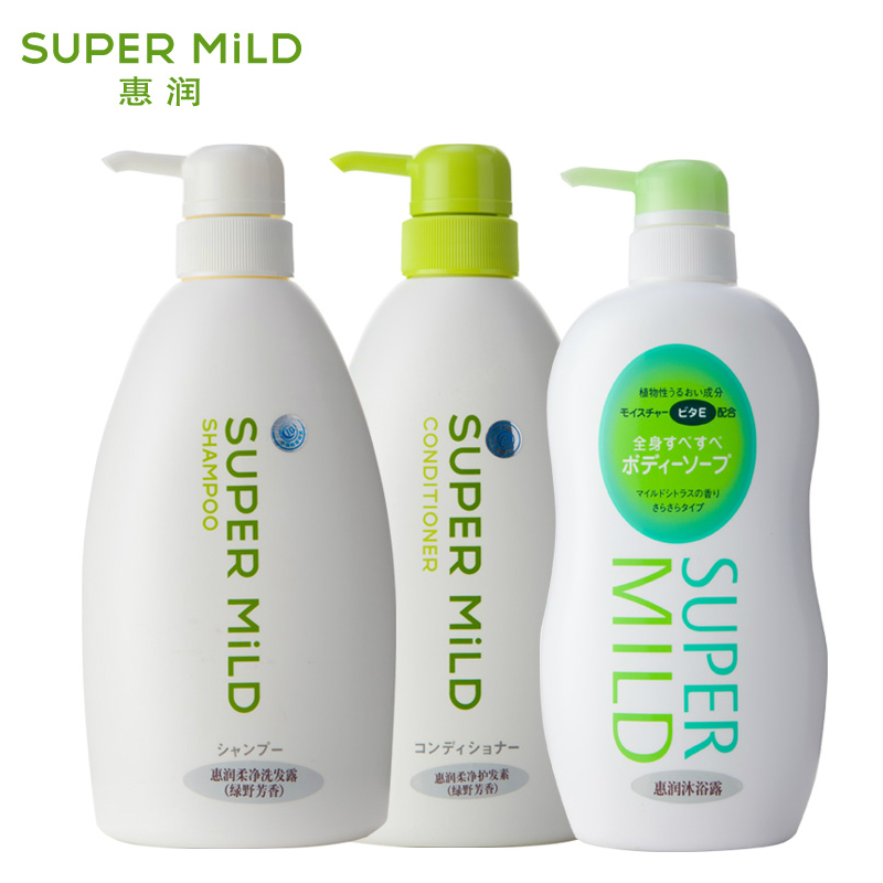 资生堂惠润绿野芳香洗护沐浴露套装 无硅油洗发水/露温和滋养