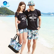 Gailang phiên bản Hàn Quốc của quần đi biển của cặp vợ chồng nam và nữ nhanh khô quần rộng in hình rộng thùng thình bơi thân quần đi nghỉ mát bên bờ biển - Quần bãi biển
