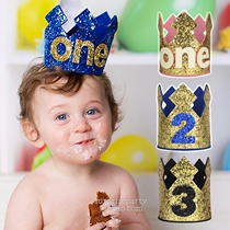 Baby ONE 1st birthday Birthday Hat Children Birthday Party Crown Hat Decoration Creative Photo Shiny King Crown