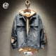 Nhật bản retro tide thương hiệu dán denim jacket coat Châu Âu và Hoa Kỳ hip-hop đường phố cá tính denim lỏng áo khoác nam Áo khoác