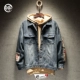 Nhật bản retro tide thương hiệu dán denim jacket coat Châu Âu và Hoa Kỳ hip-hop đường phố cá tính denim lỏng áo khoác nam